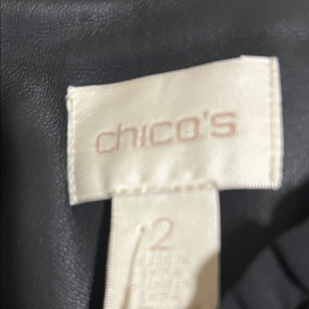 Chico’s Black Military Style leather with stretch sz 2 Jacket - Picture 3 of 9